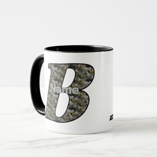 Taza Flores de Hortensia con Inicial de Monograma Perso (Anverso izquierdo)