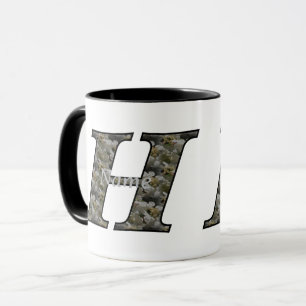 Taza Flores de Hortensia con Inicial de Monograma Perso