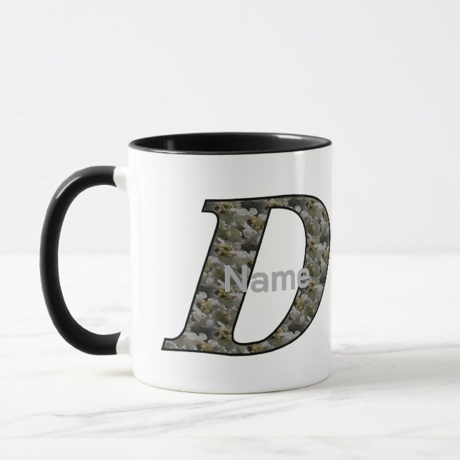 Taza Flores de Hortensia Personalizadas con Inicial de  (Izquierda)