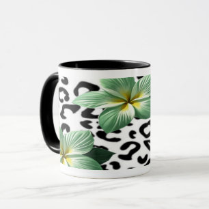 Taza Flores de Impresión de Leopardo Tropical