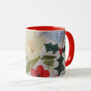 Taza Flores de invierno y acebo