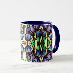 Taza Flores de iris morado de cristal de imitación de F