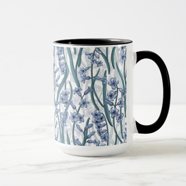 Taza Flores de jacinto azul sobre blanco (Derecha)