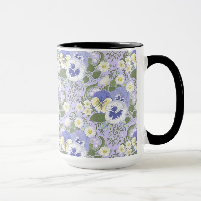 Taza Flores de jardín de primavera sobre lavanda (Derecha)