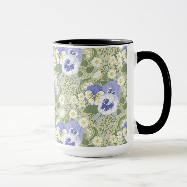 Taza Flores de jardín de primavera sobre salvia (Derecha)