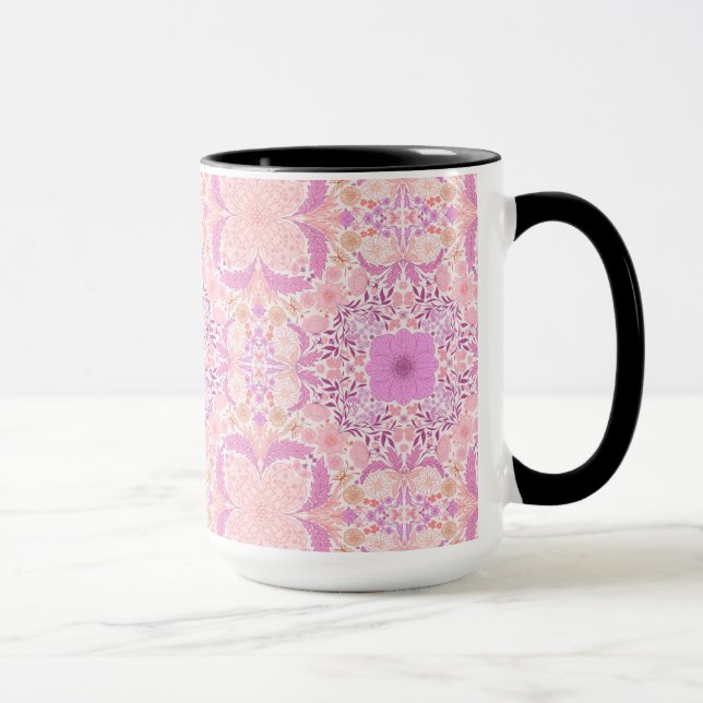 Taza Flores de jardín retro en rosa (Derecha)