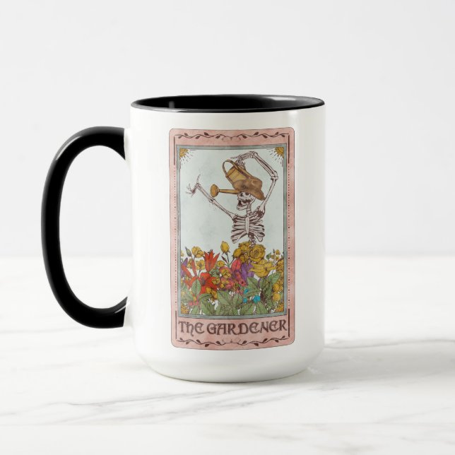 Taza Flores de la tarjeta Tarot de jardinero Funny Skel (Izquierda)