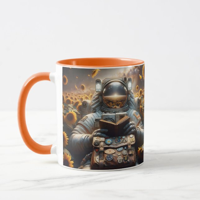 Taza Flores de libros de Fantasy Cute Astronauta (Izquierda)