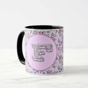 Taza Flores de lujo Monograma F