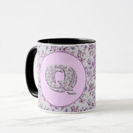 Taza Flores de lujo Monograma Q