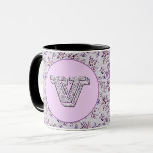 Taza Flores de lujo Monograma V