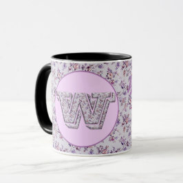 Taza Flores de lujo Monograma W