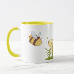 Taza Flores de marimacho amarillo de abejas ricas en pr