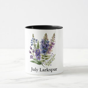 Taza Flores de Mes de Nacimiento Cutáneo/Larkspur de Ju