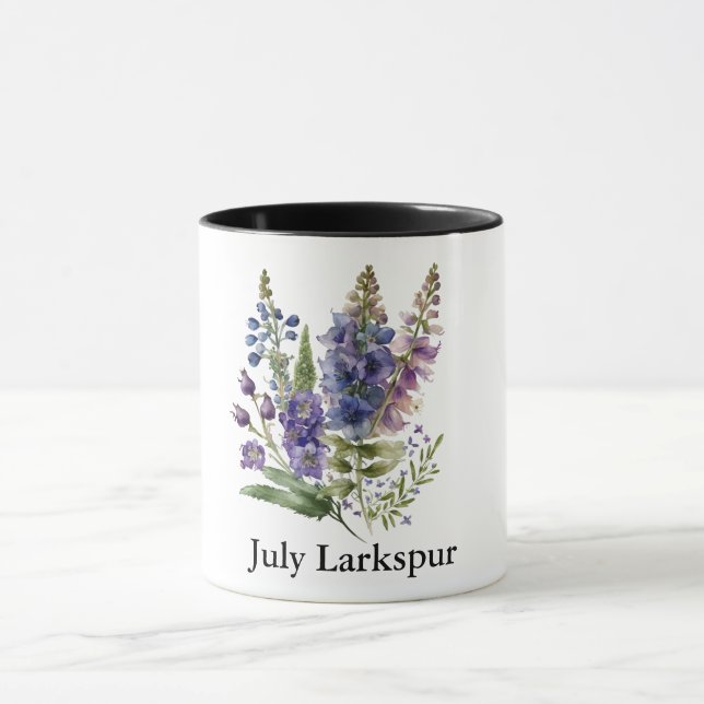 Taza Flores de Mes de Nacimiento Cutáneo/Larkspur de Ju (Centro)