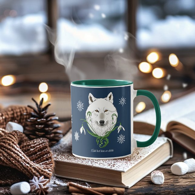 Taza Flores de nevada de lobo blanco ártico (Subido por el creador)