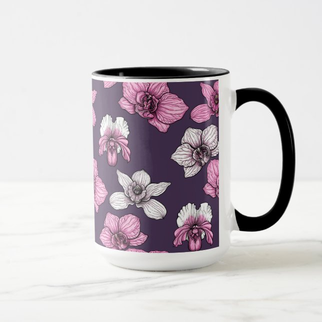 Taza Flores de orquídea rosa (Derecha)