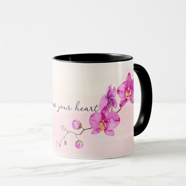 Taza Flores de orquídeas rosas de Rubor (Anverso derecho)