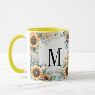 Taza Flores de otoño y girasoles color de agua