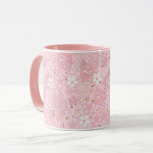Taza Flores de papel rosadas