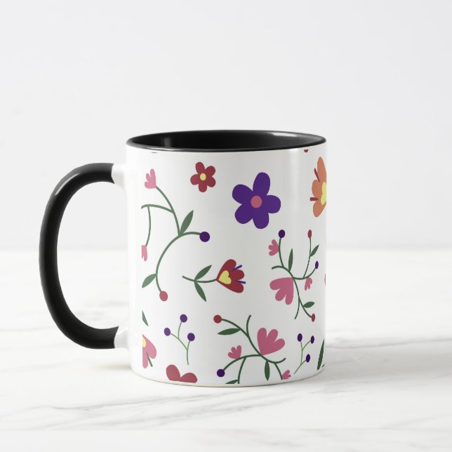 Taza flores de patrón- (Izquierda)