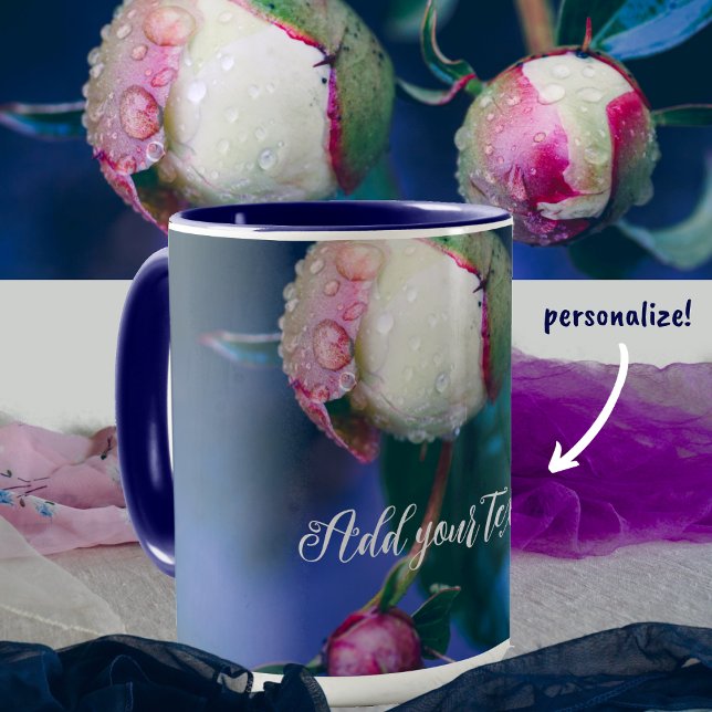 Taza Flores de peonía después de la lluvia (Subido por el creador)