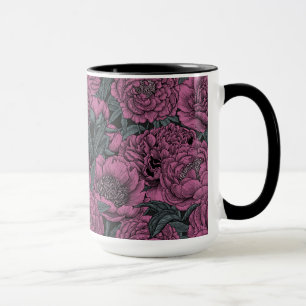 Taza Flores de peonía púrpura