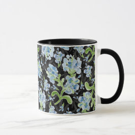 Taza Flores de Plumbago pintadas de color de agua en ne