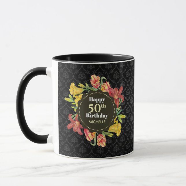 Taza Flores de primavera brillante brillantes Wreath Bi (Izquierda)
