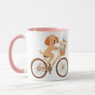 Taza Flores de primavera en bicicleta de perro de Cute
