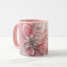 Taza Flores de purpurina con destellos rosados femenino