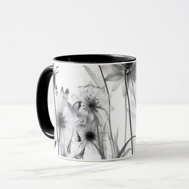 Taza Flores de rayos X de B&W (Anverso izquierdo)