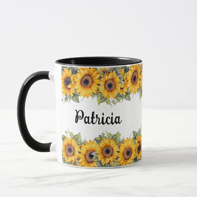 Taza Flores de sol vibrantes | Floral amarilla moderna (Izquierda)