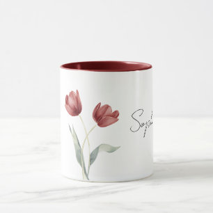 Taza Flores de Tulipán Rojo Bonito