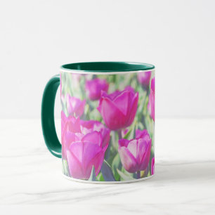 Taza Flores de tulipanes rosados Mug de arte floral