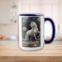 Taza Flores de unicornio blanco personalizadas