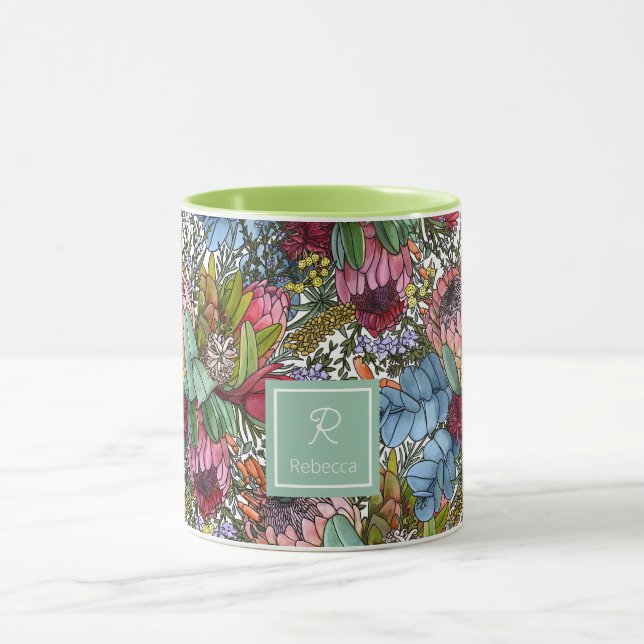 Taza Flores de verano australianas románticas personali (Centro)