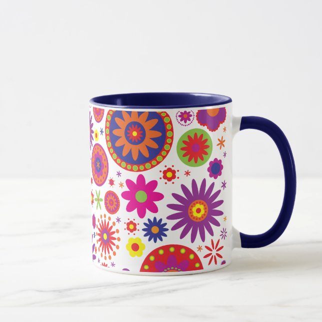 Taza Flores del arco iris del hippy (Derecha)