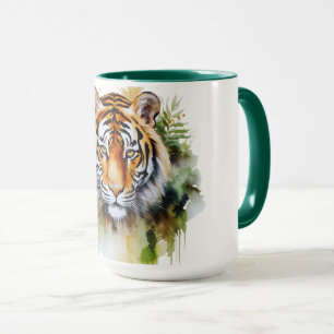 Taza Flores del Pastel de Tigre Safari acuarela Savanna