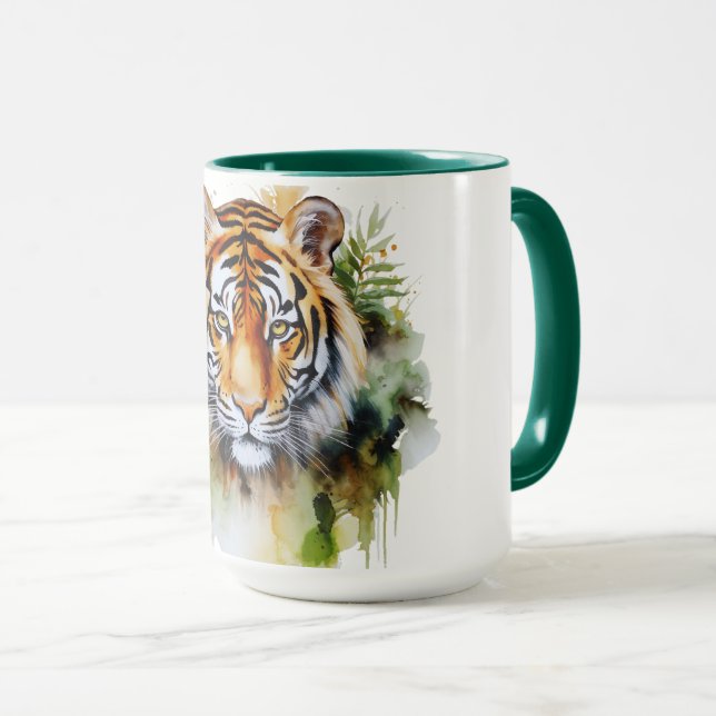 Taza Flores del Pastel de Tigre Safari acuarela Savanna (Anverso derecho)