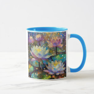 Taza Flores delicadas de loto floreciendo en la nieve