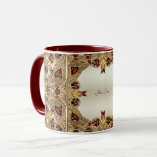 Taza Flores doradas Red Gemstone Mug