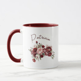 Taza Flores elegantes de Borgoña
