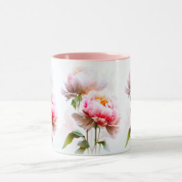Taza Flores Elegantes De Color Rosa Y Blanco