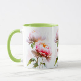 Taza Flores Elegantes De Color Rosa Y Blanco