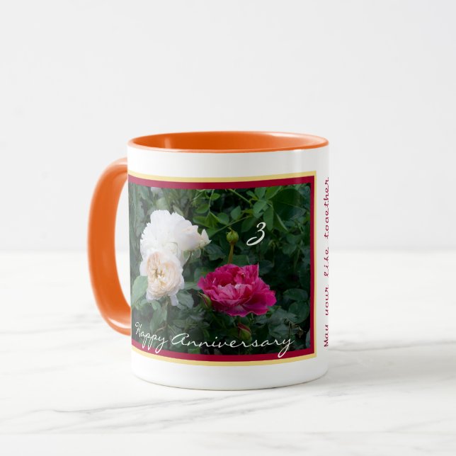 Taza Flores elegantes Rosas del Tercer Boda Aniversario (Anverso izquierdo)
