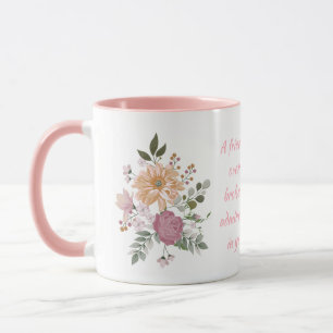 Taza Flores elegantes, un amigo es...