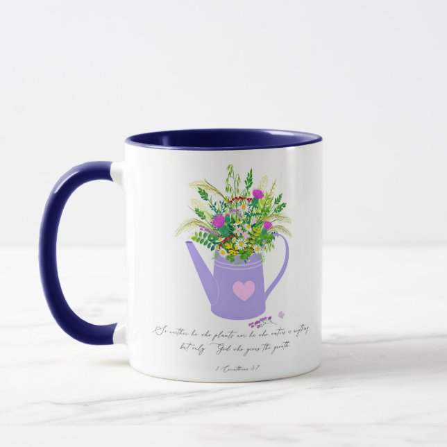 Taza Flores en agua puede Dios da el crecimiento  (Izquierda)