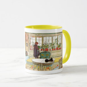 Taza Flores en el Windowsill de Carl Larsson