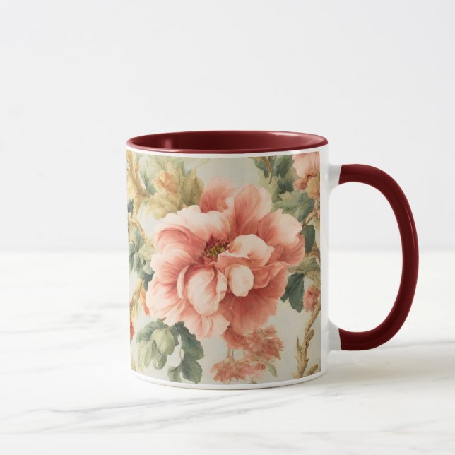 Taza Flores Exquisitas Y Sorprendentes, Hojas. Pintura (Derecha)